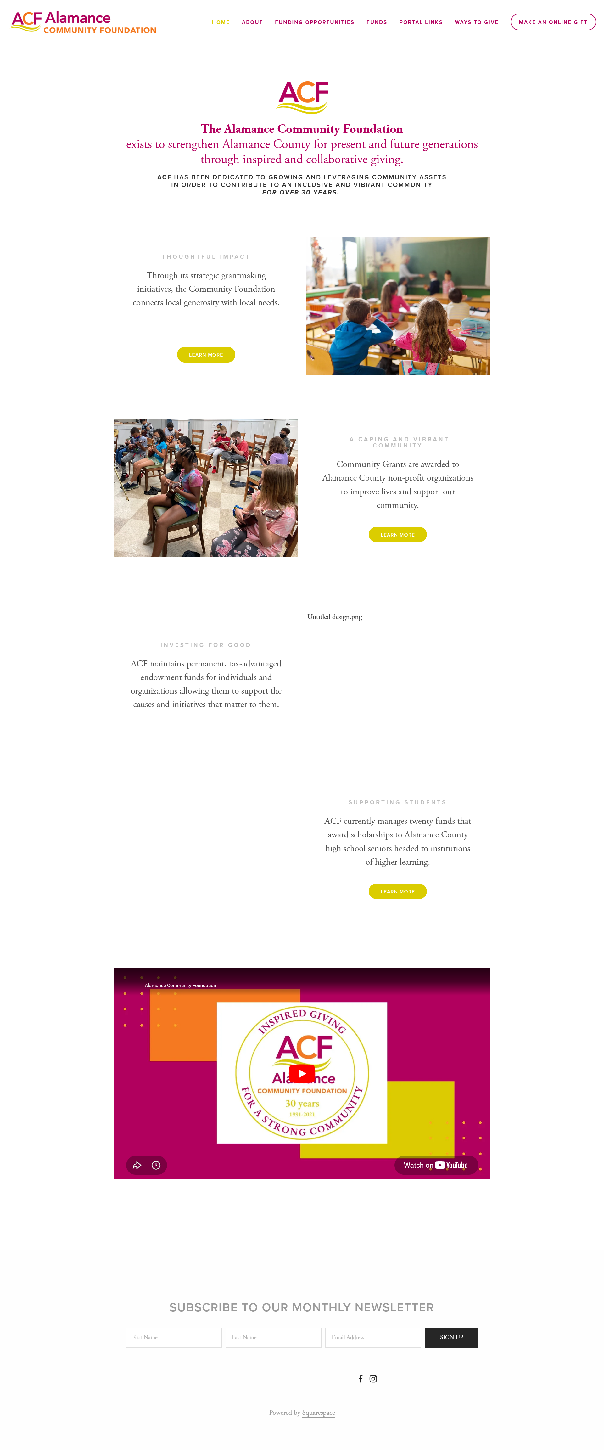 Alamance Community Foundation website screenshot